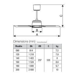 Vortice Ventilateur De Plafond<Ventilateur plafonnier d'intérieur à pâles modulaires blanc 120 cm - - VPNECO120