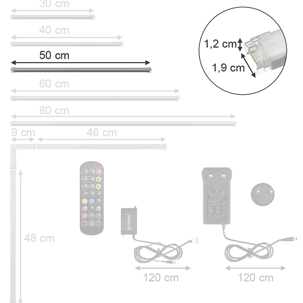 Best Vicco LED Stripe blanc 50 x 1.5 x 1.5 cm