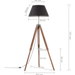 Vidaxl Lampadaire Intérieur<Lampadaire à Trépied Marron Lampe sur Pied Lampe à Piédestal Salon Salle de Séjour Maison Intérieur Miel et Noir 141 288079