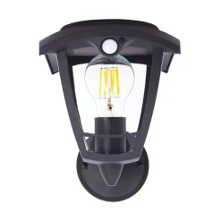Xanlite Applique Murale Extérieure|Éclairage Solaire<- Applique murale solaire rétro LED IP44, 400 lumens, détecteur de mouvement, avec ampoule, Noir - SO2011AR