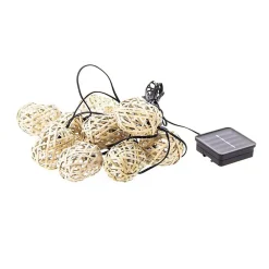 Xanlite Lampe Extérieure<- Guirlande Solaire Naturelle 5m IP44 - 10 boules - Rotin - GRL5NAT