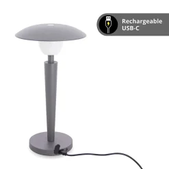Xanlite Lampe Extérieure<- Lampe de table LED IP44, 400 lumens, rechargeable USB, 25cm, CCT & Dimmable, Gris - LP25GRD