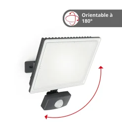 Xanlite Projecteur Extérieur<- Projecteur LED Mural Noir, Détecteur de Mouvement, 50 W, 4200 Lumens - PR50WMD