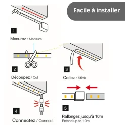 Best Xanlite - Ruban LED Extensible - 5m - Blanc chaud - LSAK5EX