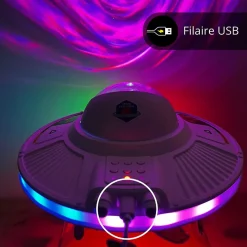 Discount Xanlite - Veilleuse Vaisseau spatial LED Spacelite, 8 modes, enceinte Bluetooth intégrée, Synchronisation sonore - SPACELITE