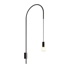 Zafferano Applique Murale Pour Cuisine|Applique Murale Pour Salle À Manger<- Applique Filo, orientable à 200, métal peint, ampoule E27 max 60W incluse, H 110cm - Noir