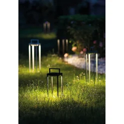 Zafferano Lampe Extérieure|Éclairage Solaire<- Lanterne solaire 2 LED 37,3 cm - Applique et lampe de table 2W avec batterie et capteur crépusculaire - Corten