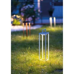 Zafferano Lampe Extérieure|Éclairage Solaire<- Lanterne solaire 2 LED 37,3 cm - Applique et lampe de table 2W avec batterie et capteur crépusculaire - Corten