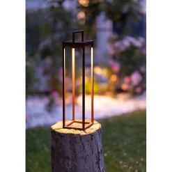 Zafferano Lampe Extérieure|Éclairage Solaire<- Lanterne solaire à 2 LED, 37,3 cm - Lampe murale et de table à piles 2W avec capteur crépusculaire - Vert sauge