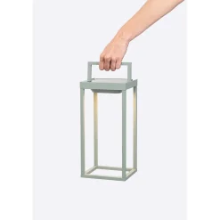 Zafferano Lampe Extérieure|Éclairage Solaire<- Lanterne solaire à 2 LED, 56,4 cm - Lampe murale et de table à piles 2W avec capteur crépusculaire - Vert sauge