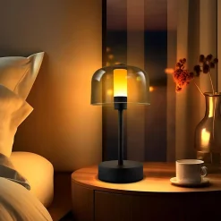Best zmh Lampe à Poser De Chevet LED à Piles Noire Intensité Variable Sans Fil Rechargeable Par USB-c