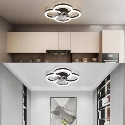 zmh Ventilateur De Plafond<Ventilateur De Plafond Noir Silencieux Avec Lumière Et Télécommande Été/Hiver 6 Vitesses