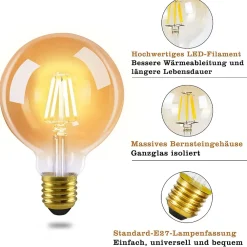 zmh Ampoule LED Edison LED Vintage G80 2700k
