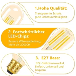 zmh Ampoule E27, Gros Culot À Visser<Ampoules LED Vintage Ampoules 4w Lampe à Économie D'énergie