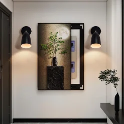 zmh Applique Murale Pour Cuisine|Applique Murale Pour Salle À Manger<Applique Intérieur Noir/blanc Vintage Spot Mural Réglable Chambre Max.40w