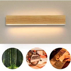 zmh Applique LED 52cm Bois Moderne 17 W 3000 K Blanc