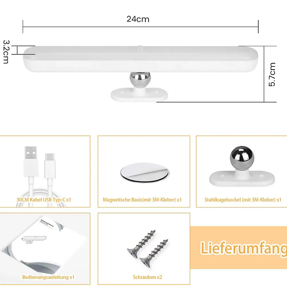 zmh Applique Murale Intérieure|Applique Murale Pour Cuisine<Applique LED Intérieur Dimmable Sous-lampe 24cm Nuit Batterie Sans Fil Couloir