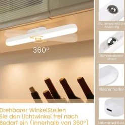 zmh Applique Murale Intérieure|Applique Murale Pour Cuisine<Applique LED Intérieur Dimmable Sous-lampe 24cm Nuit Batterie Sans Fil Couloir