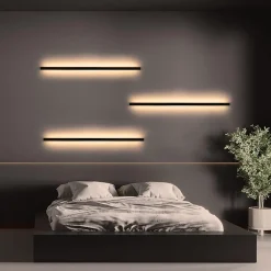 zmh Applique Pour Salon|Applique Murale Pour Cuisine<Applique LED Moderne Noire 100CM pour Chambre et Couloir - 3000K