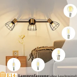 zmh Applique Murale Intérieur 3 Flammes E14 Lampe De Salon Max.25w
