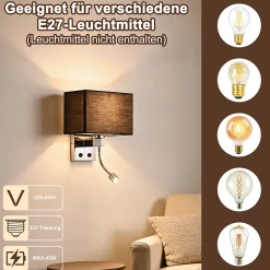 zmh Applique Murale Pour Cuisine|Applique Murale Pour Salle À Manger<Applique Murale Intérieur Applique Murale LED Pivotante à 360 Avec Interrupteur E27 Pour Couloir
