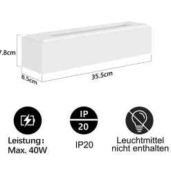 zmh Applique Murale Extérieure<Applique Murale Moderne G9 en Plâtre Blanc pour Chambre et Couloir
