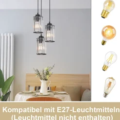 zmh Suspension Pour Salon|Suspension Et Lustre<Lampe à Suspendre Moderne Noir Pour Salle à Manger Et Salon - Éclairage Élégant