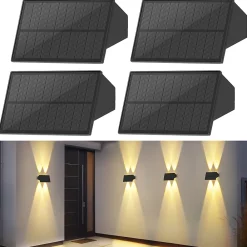 zmh Applique Murale Extérieure<Lampes Solaires D'extérieur - 4 Appliques Solaires Clôture Terrasse Balcon
