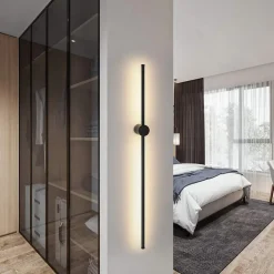 zmh Applique Murale Pour Chambre|Applique Pour Salon<LED Applique 100 Cm Noir 8 Watt Blanc Chaud 3000K