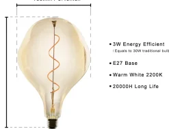 zmh Ampoule Led Fonctionnelle|Ampoule E27, Gros Culot À Visser<LED E27 3w 2200k Forme Irrégulière Vintage Blanc Chaud Doré Ambiance