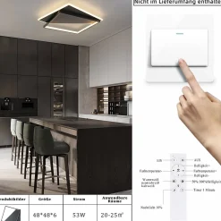 zmh Plafonnier Pour Chambre|Plafonnier Pour Cuisine<Plafonnier LED Design Moderne avec Télécommande et Motifs Carrés