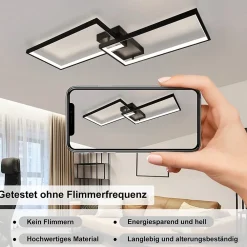 zmh Plafonnier Pour Chambre|Plafonnier Pour Cuisine<Plafonnier LED Moderne Whonzimmer avec Télécommande pour Chambre à Coucher en Métal