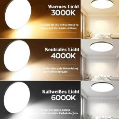 zmh Plafonnier Pour Chambre|Plafonnier Pour Cuisine<Plafonnier LED Moderne IP44 avec Télécommande pour Cuisine et Couloir - Luminosité Réglable