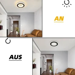 zmh Plafonnier Pour Chambre|Plafonnier Pour Cuisine<Plafonnier LED Moderne Noir et Blanc 24cm pour Salon, Couloir et Plus
