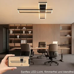 zmh Plafonnier<Plafonnier LED Métal 42w 60cm Plafonnier Salon Moderne Dimmable Avec Télécommande Pour Cuisine