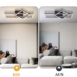 zmh Plafonnier Pour Chambre|Plafonnier Pour Cuisine<Plafonnier LED Salon Noir 2 Cadres 3000k Plafonnier Pour Couloir Cuisine