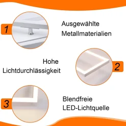 zmh Plafonnier Pour Chambre|Plafonnier Pour Cuisine<Plafonnier LED Salon 2 Cadres Plafonnier Moderne 32w 3000k Chambre à Coucher