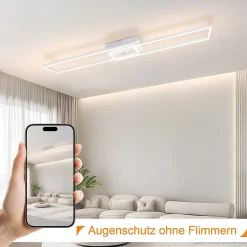zmh Plafonnier Pour Chambre|Plafonnier Pour Cuisine<Plafonnier LED Salon 2 Cadres Plafonnier Moderne 32w 3000k Chambre à Coucher