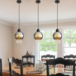 zmh Suspension Pour Salon|Suspension Et Lustre<Suspension Salle à Manger E27 1 Flamme Lampe à Suspendre Salon Verre Moderne Pour Cuisine
